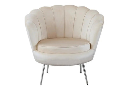 Fauteuil coquillage en moka pieds chromés | Zelix