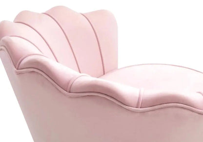 Fauteuil coquillage en rose, pieds argentés | Zelix