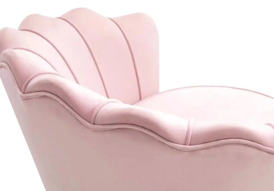 Fauteuil coquillage en rose, pieds argentés | Zelix