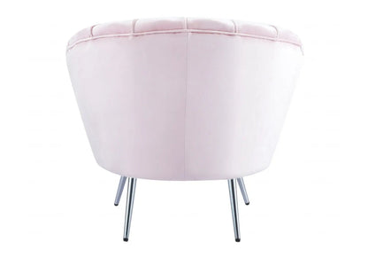 Fauteuil coquillage en rose, pieds argentés | Zelix