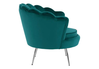Fauteuil coquillage en vert et pieds chromés | Zelix