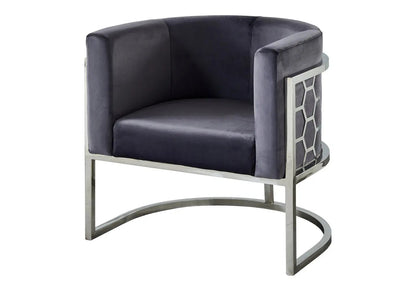 Fauteuil design tissu anthracite et acier chromé | Zevix