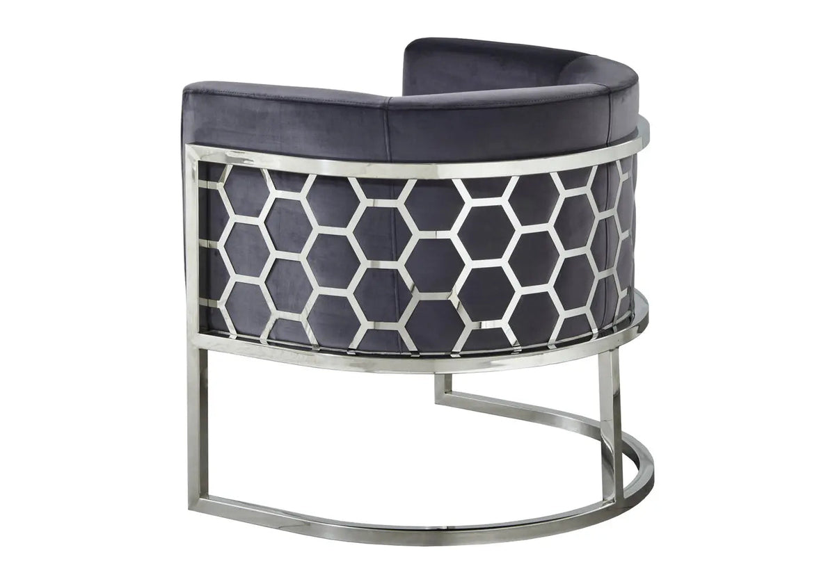 Fauteuil design tissu anthracite et acier chromé | Zevix