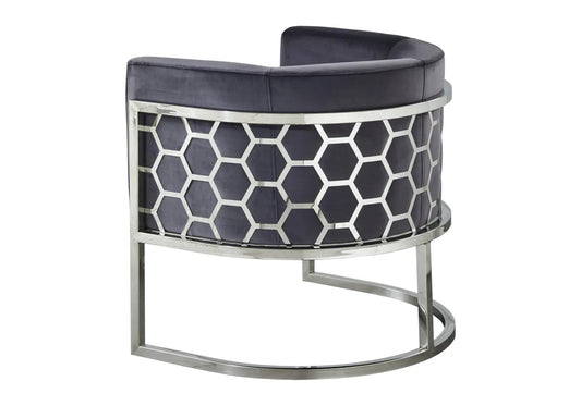 Fauteuil design tissu anthracite et acier chromé | Zevix