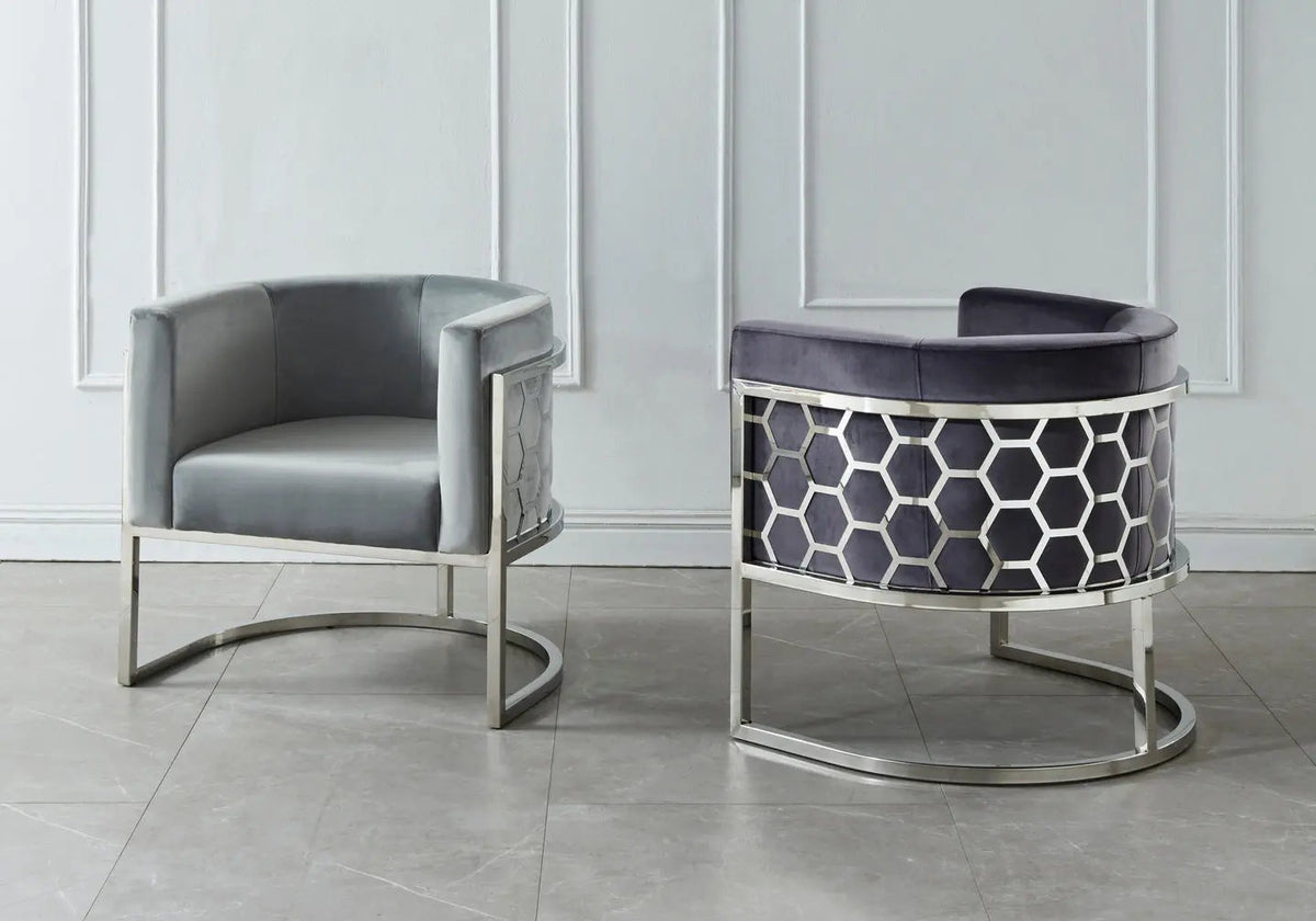Fauteuil design tissu anthracite et acier chromé | Zevix
