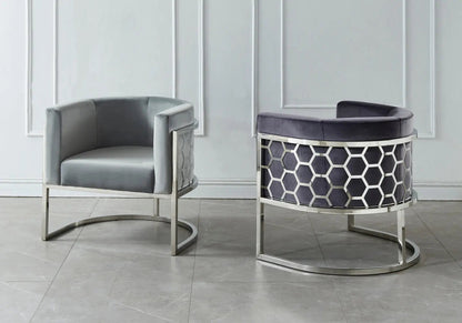 Fauteuil design tissu anthracite et acier chromé | Zevix