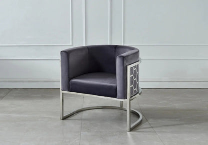 Fauteuil design tissu anthracite et acier chromé | Zevix
