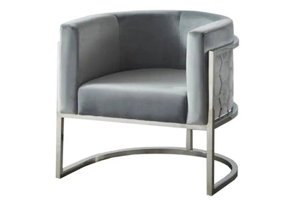Fauteuil design tissu gris et acier chromé | Zevix