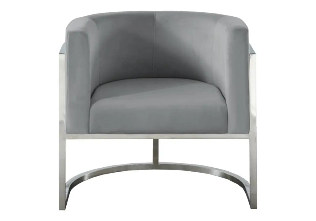 Fauteuil design tissu gris et acier chromé | Zevix