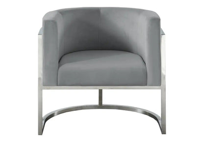 Fauteuil design tissu gris et acier chromé | Zevix