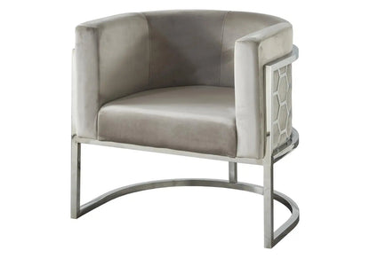 Fauteuil design tissu moka et piétement chromé | Zevix