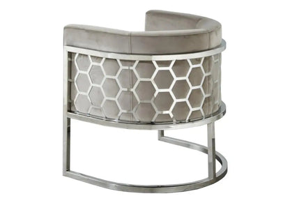 Fauteuil design tissu moka et piétement chromé | Zevix