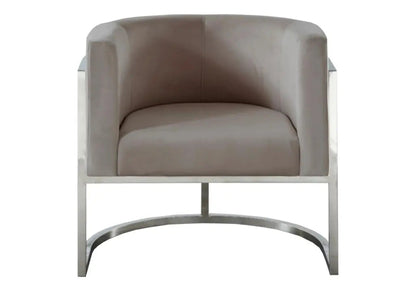 Fauteuil design tissu moka et piétement chromé | Zevix