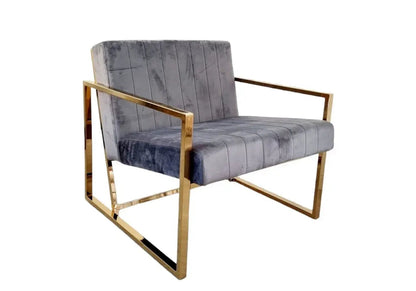 Fauteuil de salon en gris et pieds dorés | Zorix