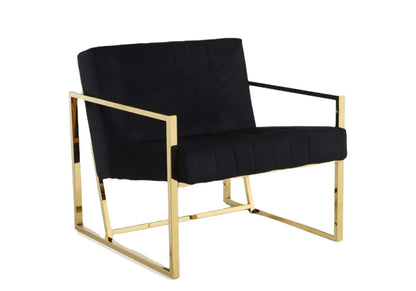 Fauteuil en noir et pieds acier doré | Zorix
