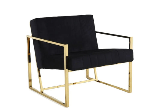 Fauteuil en noir et pieds acier doré | Zorix