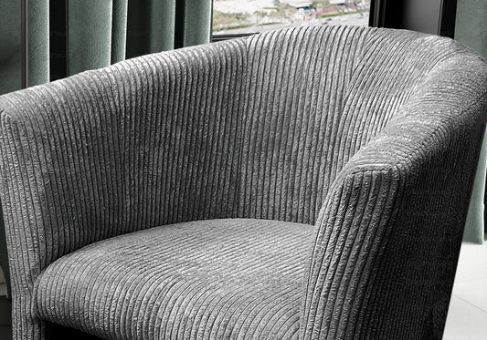 Fauteuil de salon moderne velours côtelé gris | Kivio