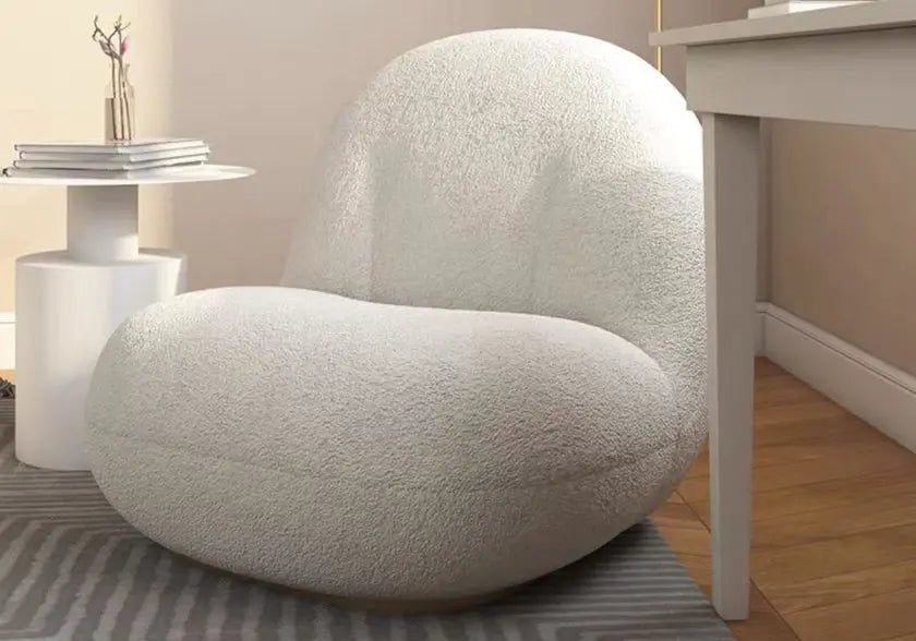 Fauteuil lounge beige design tissu bouclé | Kalyx