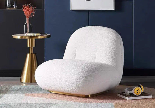 Fauteuil lounge gris design tissu bouclé | Kalyx