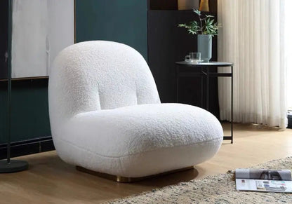 Fauteuil lounge gris design tissu bouclé | Kalyx