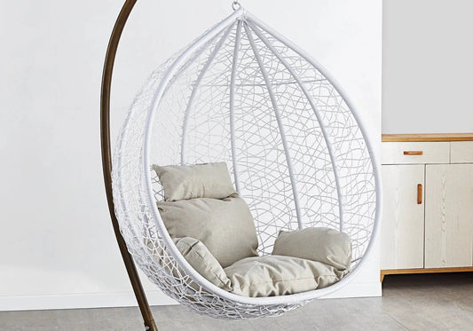 Fauteuil suspendu d'intérieur doré et blanc moderne | Zyra