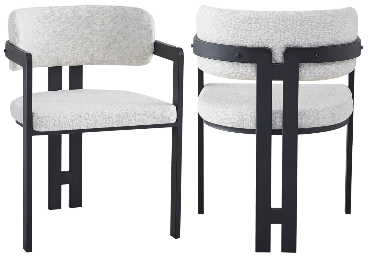 Lot de 2 fauteuils de table tissu bouclé beige | Vexta