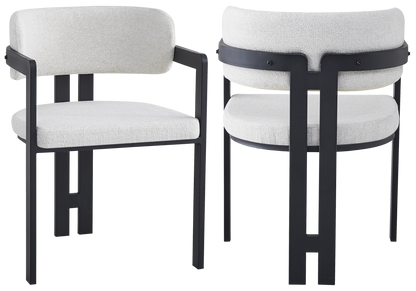 Lot de 2 fauteuils de table tissu bouclé beige | Vexta