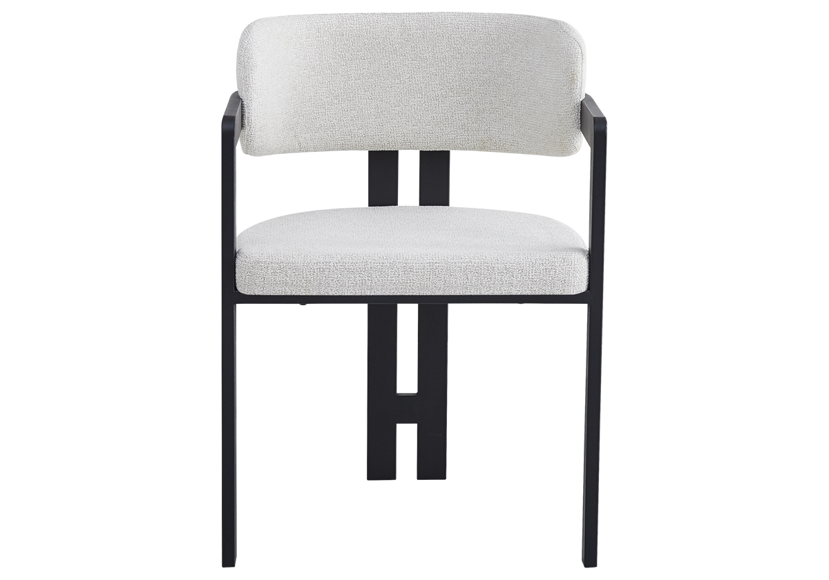Lot de 2 fauteuils de table tissu bouclé beige | Vexta