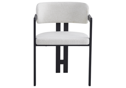 Lot de 2 fauteuils de table tissu bouclé beige | Vexta