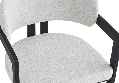 Lot de 2 fauteuils de table tissu bouclé beige | Vexta