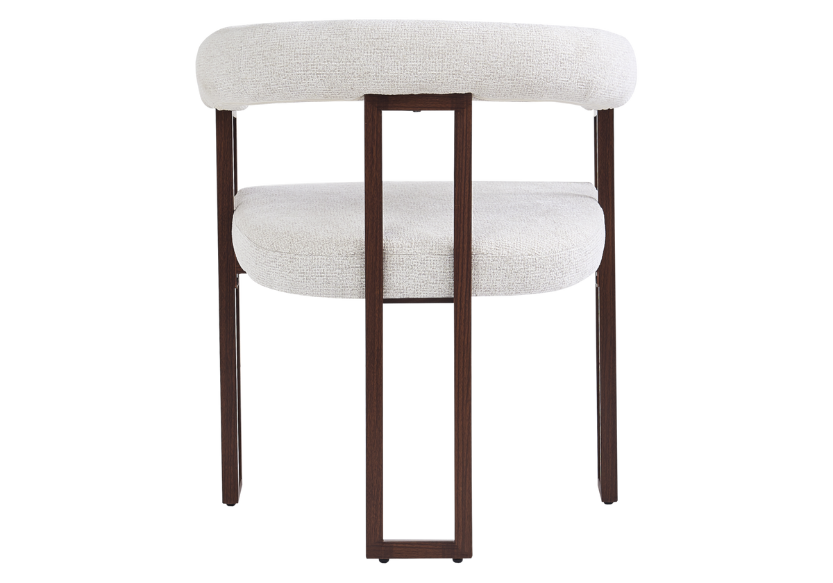 Fauteuil de table tissu chiné écru pieds noyer x4 | Vexta