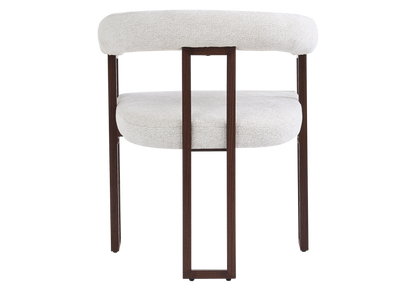 Fauteuil de table tissu chiné écru pieds noyer x4 | Vexta