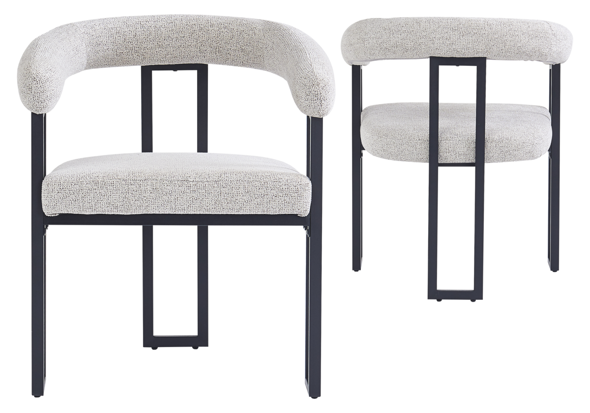 Fauteuil de table tissu taupe pieds noirs x4 | Vexta