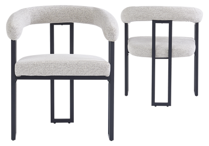 Fauteuil de table tissu taupe pieds noirs x4 | Vexta