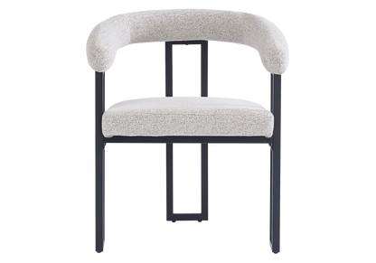 Fauteuil de table tissu taupe pieds noirs x4 | Vexta