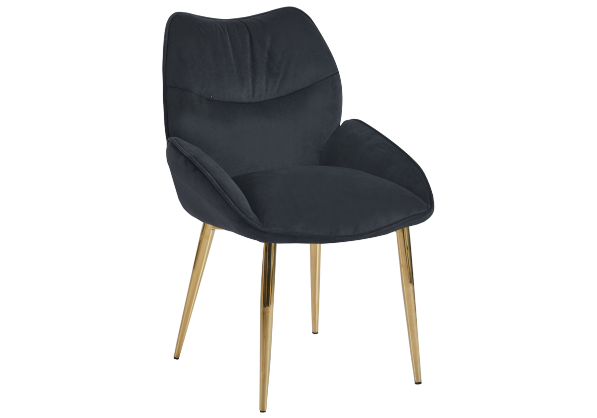 2 fauteuils de table anthracite pieds dorés | Vexta