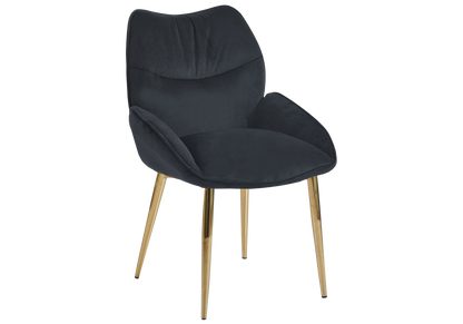 2 fauteuils de table anthracite pieds dorés | Vexta