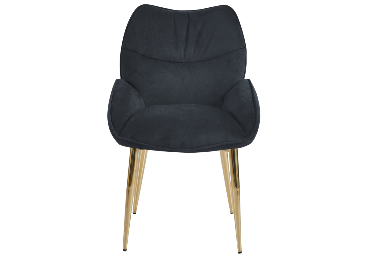 2 fauteuils de table anthracite pieds dorés | Vexta