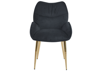 2 fauteuils de table anthracite pieds dorés | Vexta