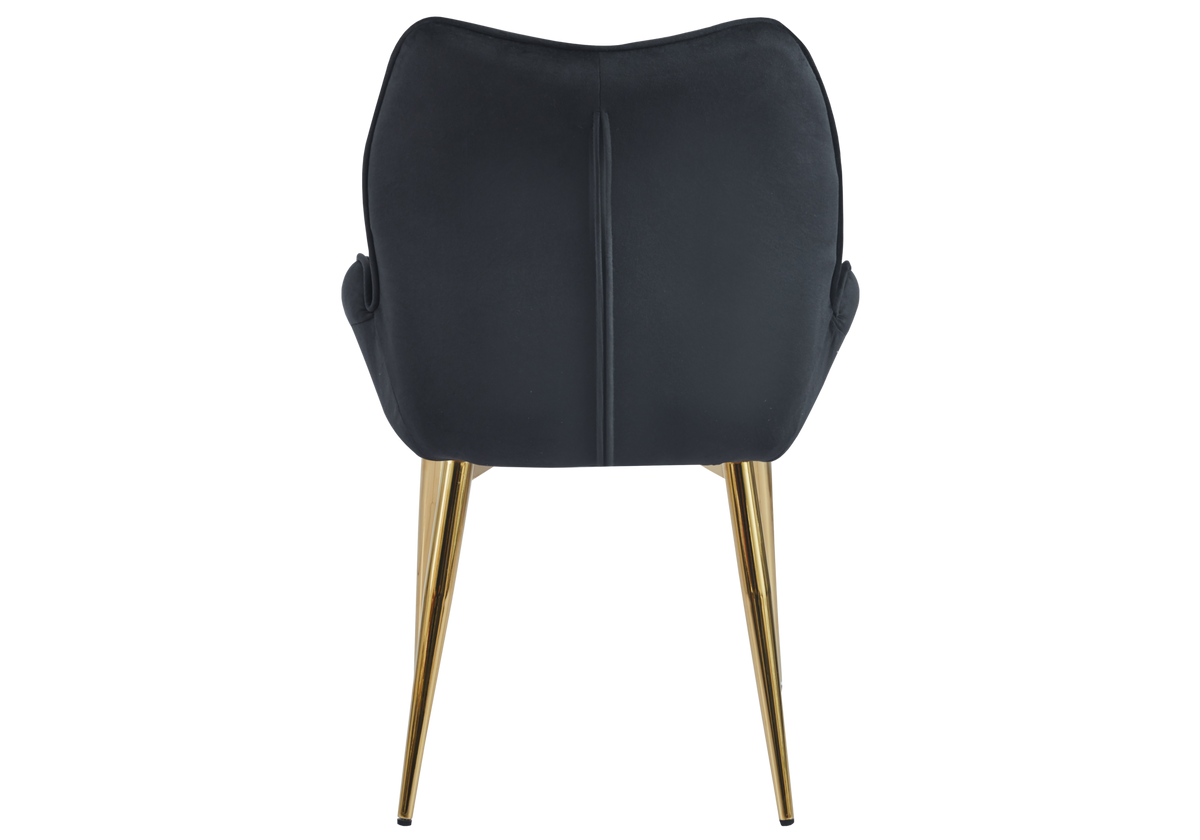 2 fauteuils de table anthracite pieds dorés | Vexta