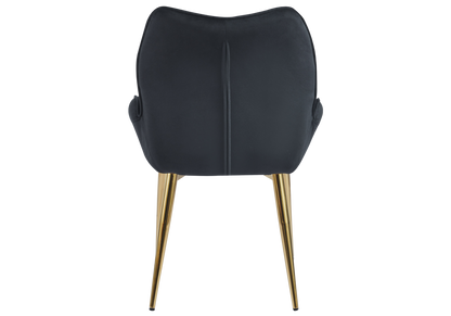 2 fauteuils de table anthracite pieds dorés | Vexta