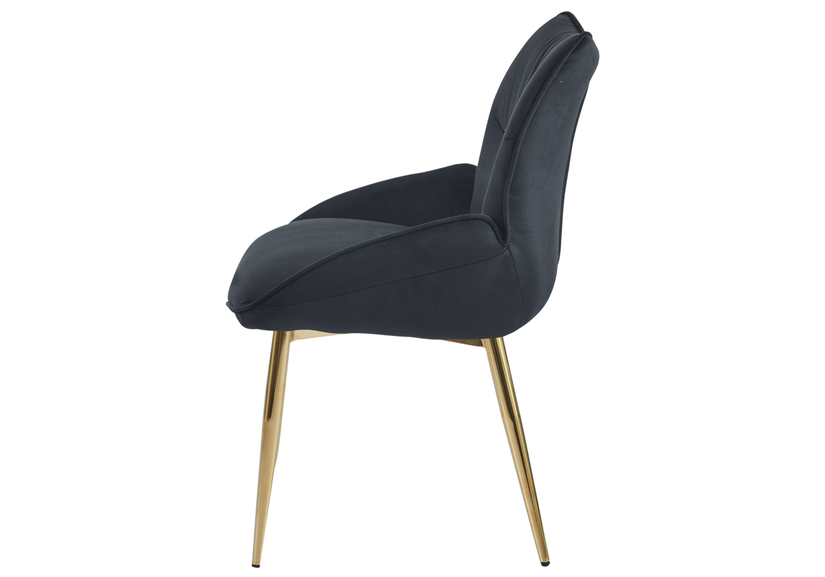 2 fauteuils de table anthracite pieds dorés | Vexta