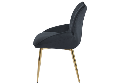 2 fauteuils de table anthracite pieds dorés | Vexta