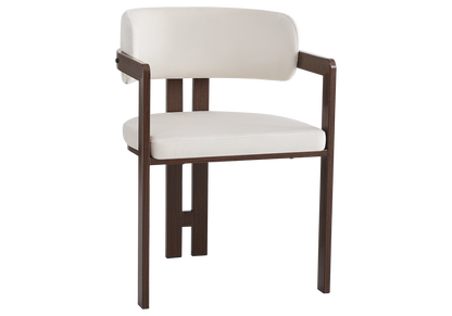 Lot de 2 fauteuils de table beige et noyer | Vexta