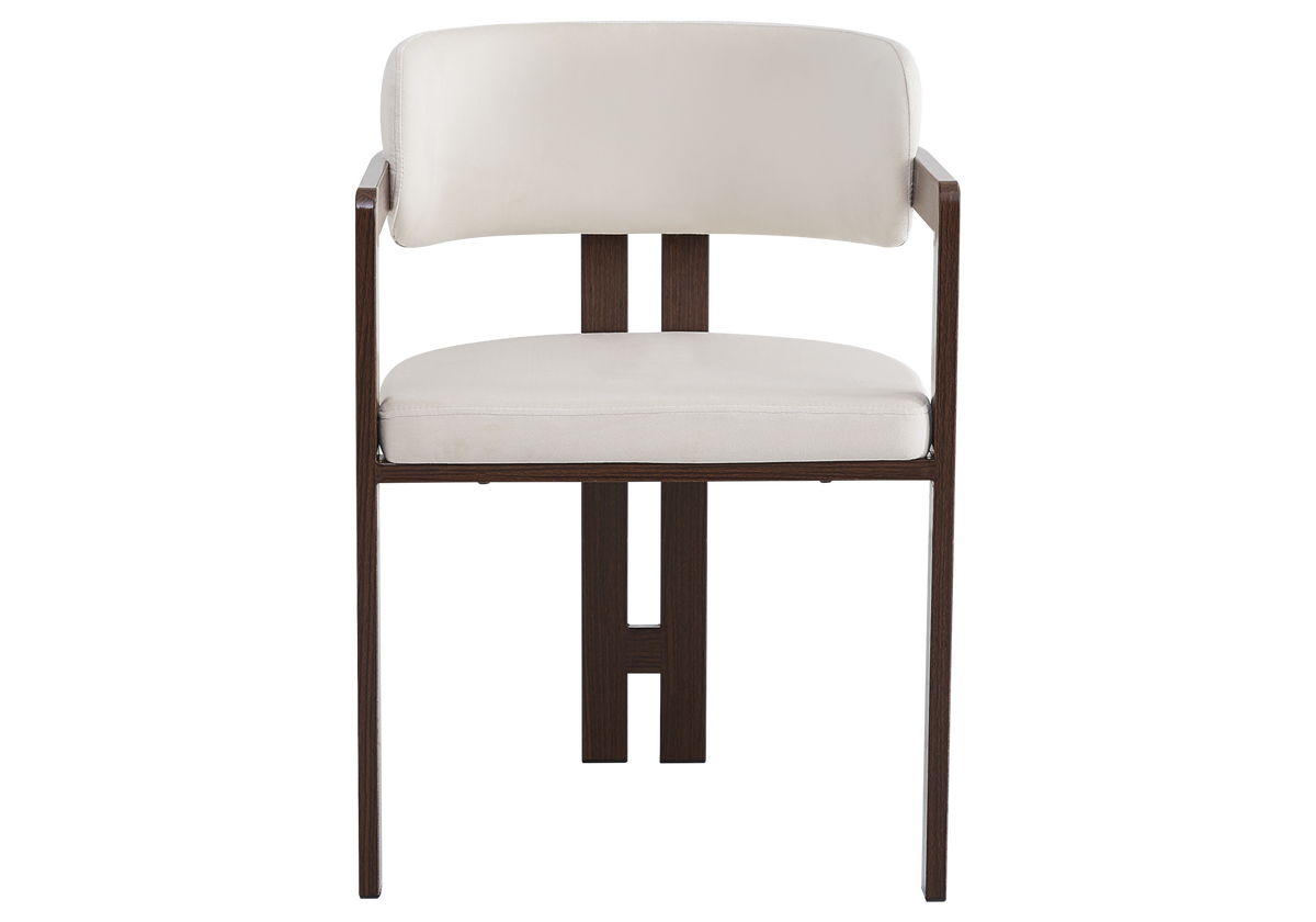 Lot de 2 fauteuils de table beige et noyer | Vexta