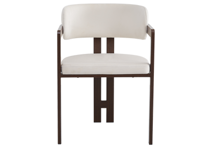 Lot de 2 fauteuils de table beige et noyer | Vexta