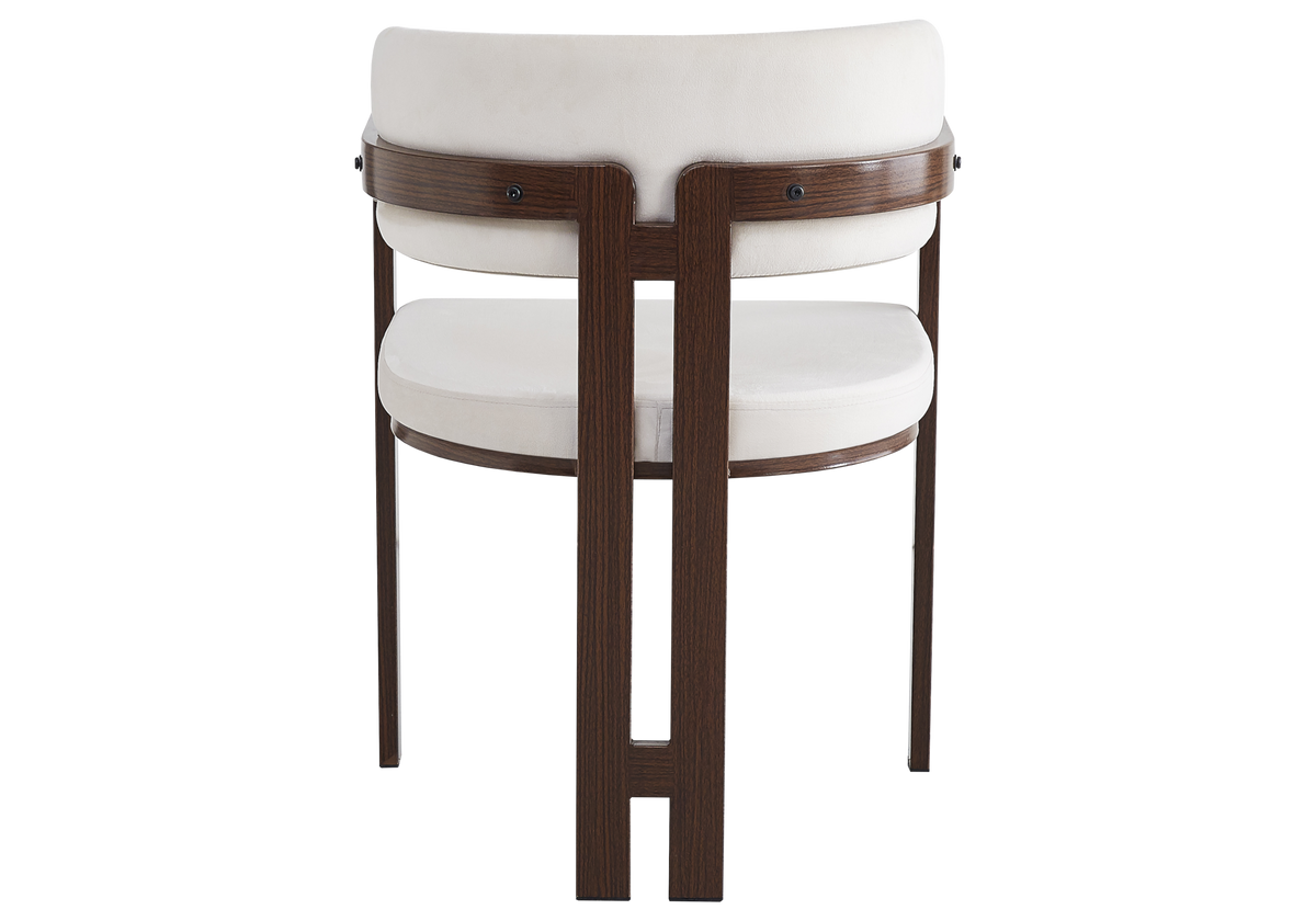 Lot de 2 fauteuils de table beige et noyer | Vexta