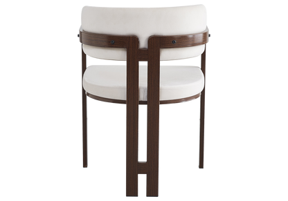 Lot de 2 fauteuils de table beige et noyer | Vexta