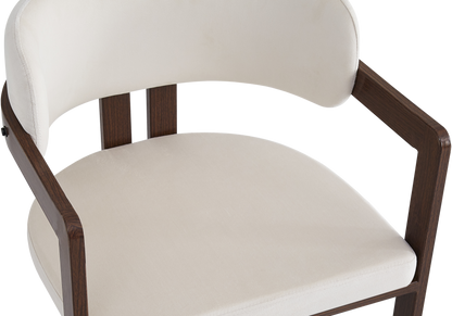 Lot de 2 fauteuils de table beige et noyer | Vexta