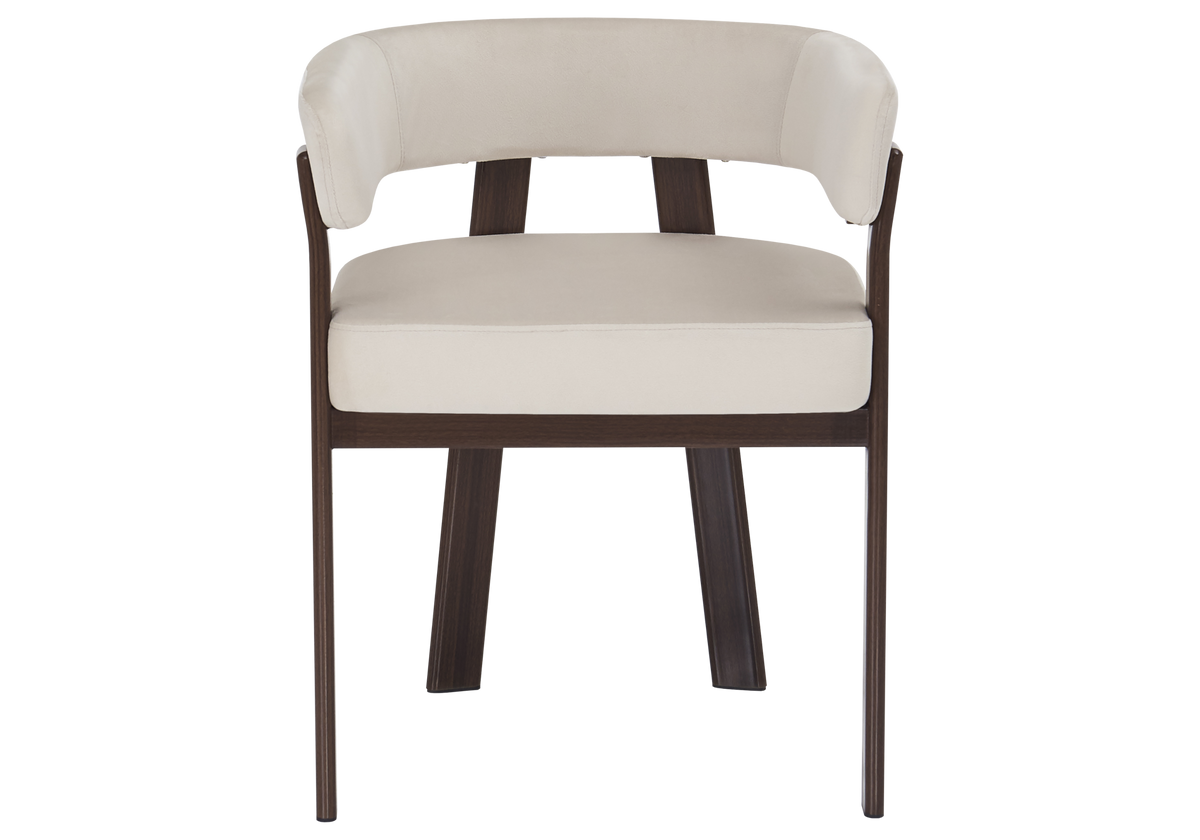 Lot de 4 fauteuils de table beige et noyer | Vexis